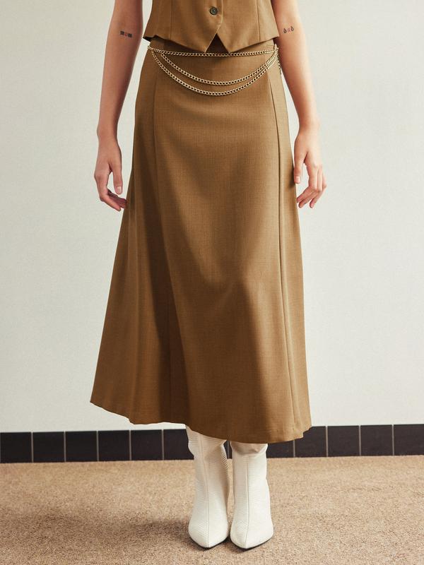 High Waist Solid Maxi Skirt