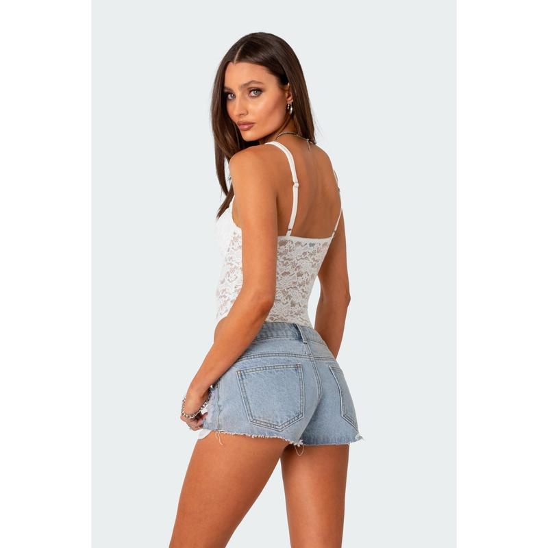 Lace & Satin Cupped Bodysuit