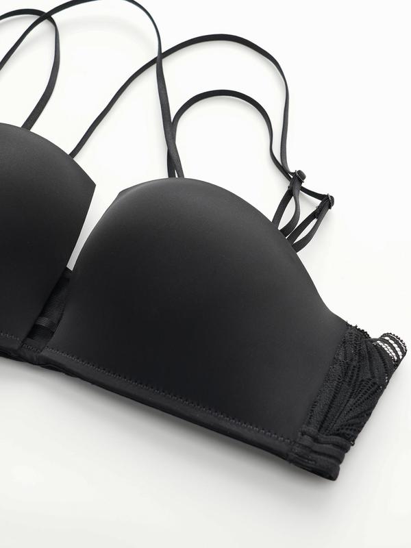 Women's Criss Cross Push Up Bra, Adjustable Strap Wireless Bra, Soft Comfortable Breathable Lingerie for Daily Wear