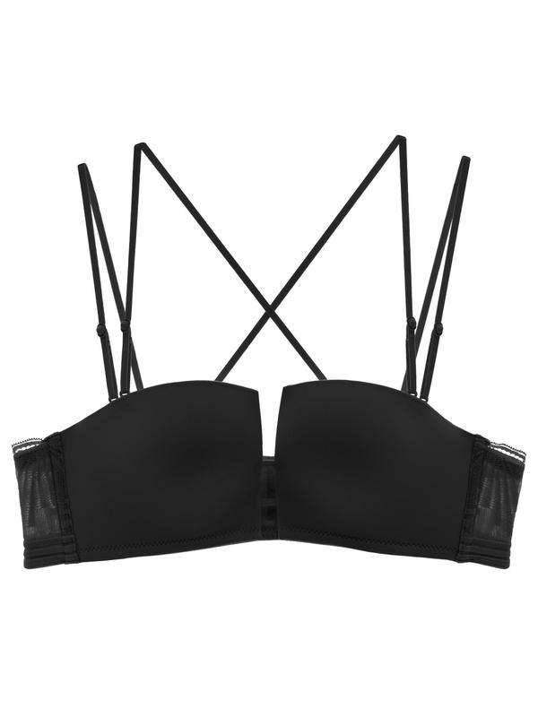 Women's Criss Cross Push Up Bra, Adjustable Strap Wireless Bra, Soft Comfortable Breathable Lingerie for Daily Wear