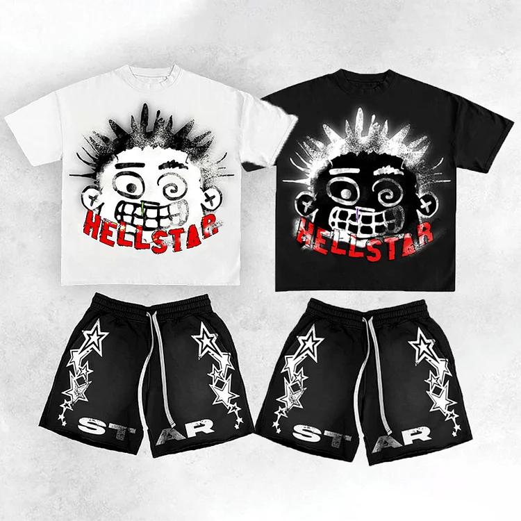 Vintage Hellstar Co-Ord T-Shirt with Boy Graphic for Men, Women, and Children - Classic Fit and Soft Material - Casual