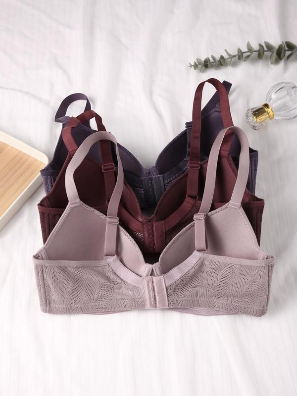 Women's Solid Adjustable Strap Underwire Bra, Soft Comfortable Breathable Hollow Out Push Up Bra, Lingerie for All Seasons