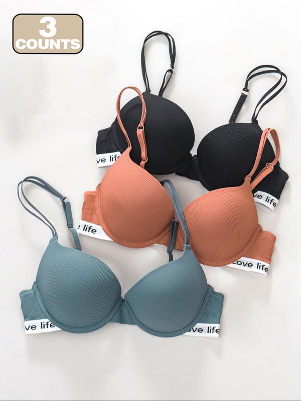 Women's Solid Color Wireless Bra, Casual Comfortable Breathable Adjustable Strap Bra, Lingerie for All Seasons