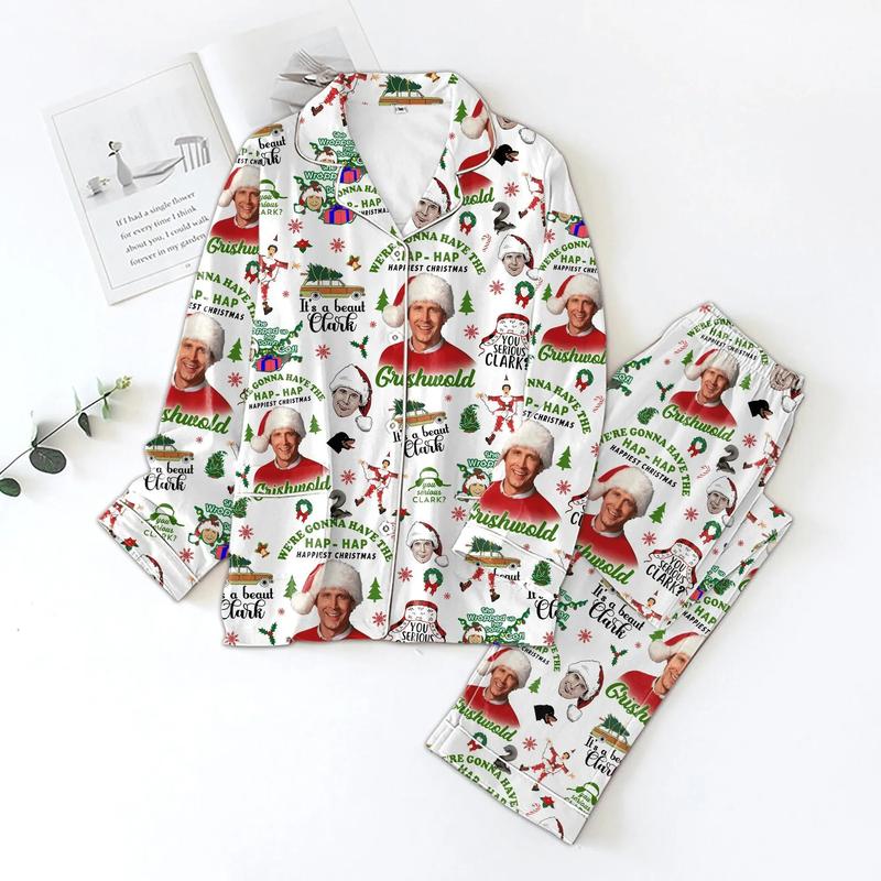 Griswold Pajamas Christmas Set for Family, Matching Loungewear with 3D Prints in Various Colors and Sizes - Elastic, Menswear Breathable Comfort