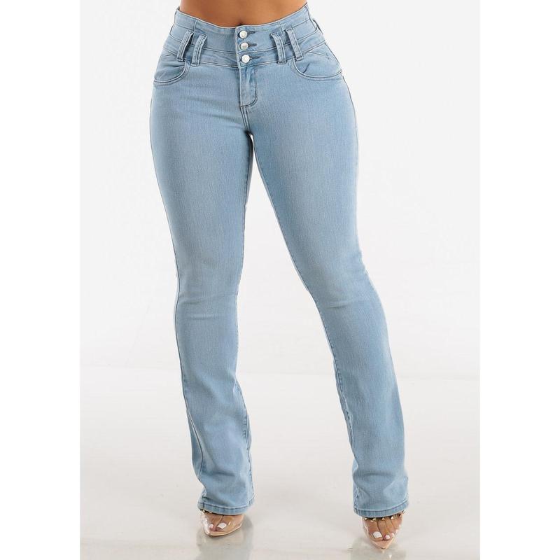 MX JEANS Butt Lifting Mid Rise Light Blue Bootcut Jeans