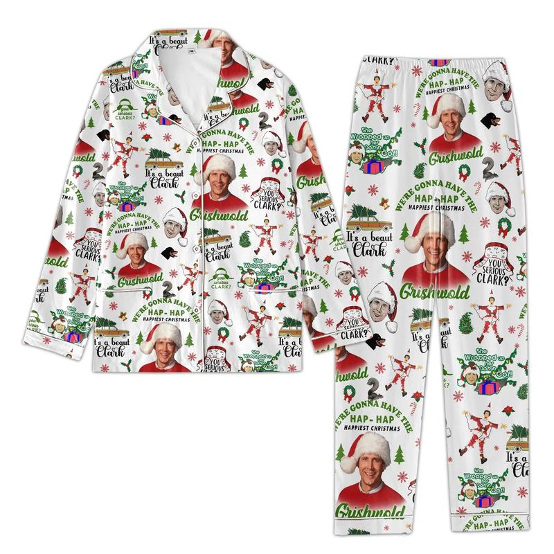 Griswold Pajamas Christmas Set for Family, Matching Loungewear with 3D Prints in Various Colors and Sizes - Elastic, Menswear Breathable Comfort