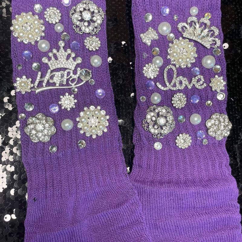 Trendy Slouch Socks with Bedazzled Design for Casual Everyday Wear Comfort Comfortable Womenswear