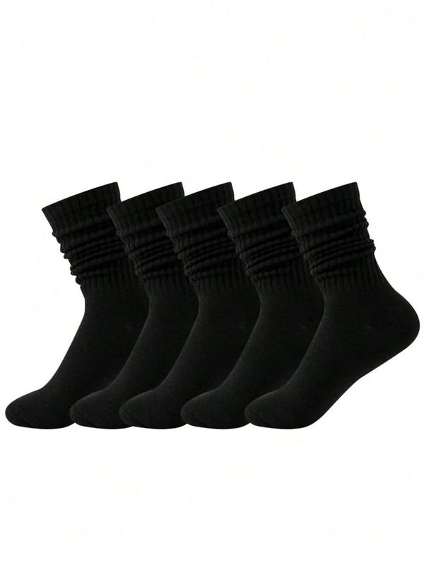 Women's Solid Crew Socks, Soft Comfy Breathable Pile Socks for Daily Wear, Multipack Knit Socks for All Seasons