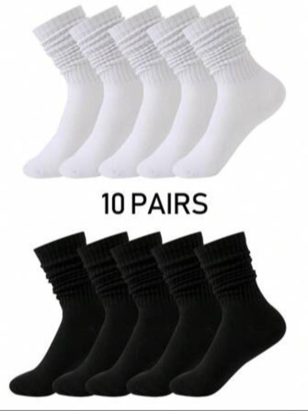 Women's Solid Crew Socks, Soft Comfy Breathable Pile Socks for Daily Wear, Multipack Knit Socks for All Seasons