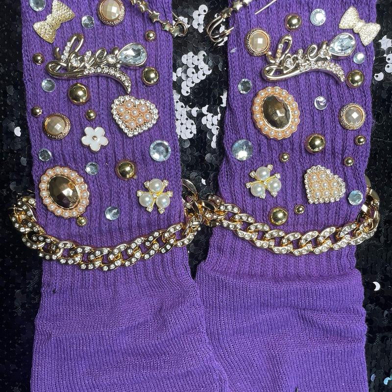 Trendy Slouch Socks with Bedazzled Design for Casual Everyday Wear Comfort Comfortable Womenswear