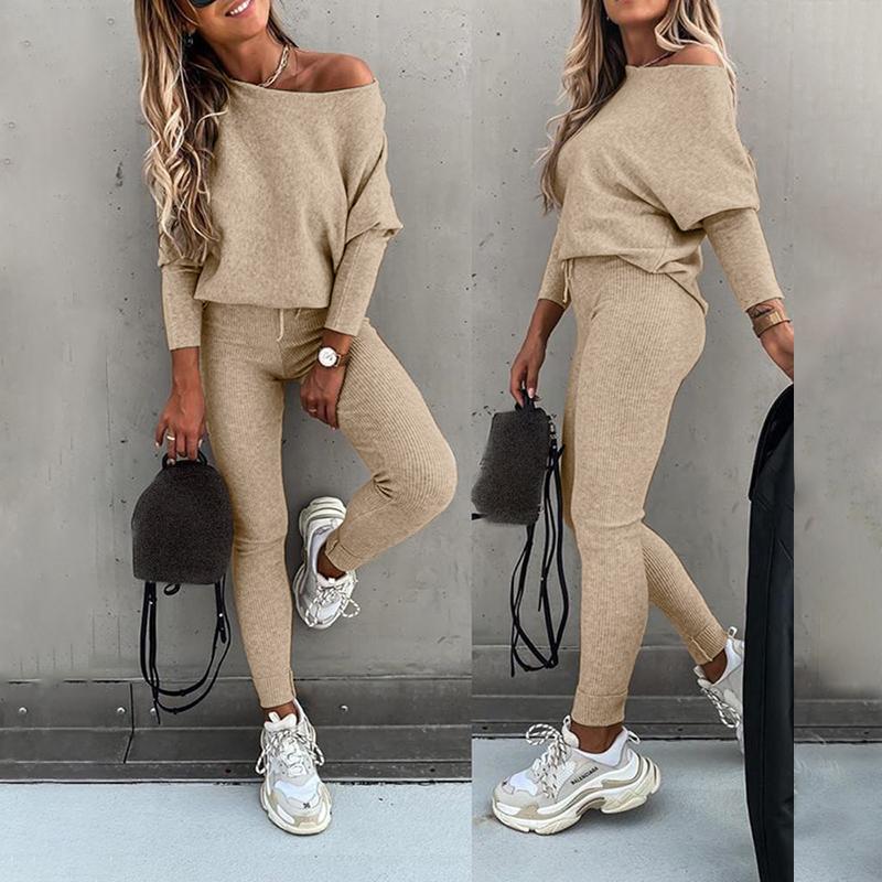 ChicMe Women's 2 Piece Lounge Outfit Long Sleeve Pullover Tops Drawstring High Waisted Pants Set Tracksuit Breathable Casual