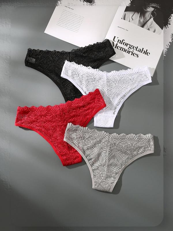 Women's Plain Lace Knicker, Comfy Soft Low Waist Panty for Daily Wear, Women's Briefs for All Seasons