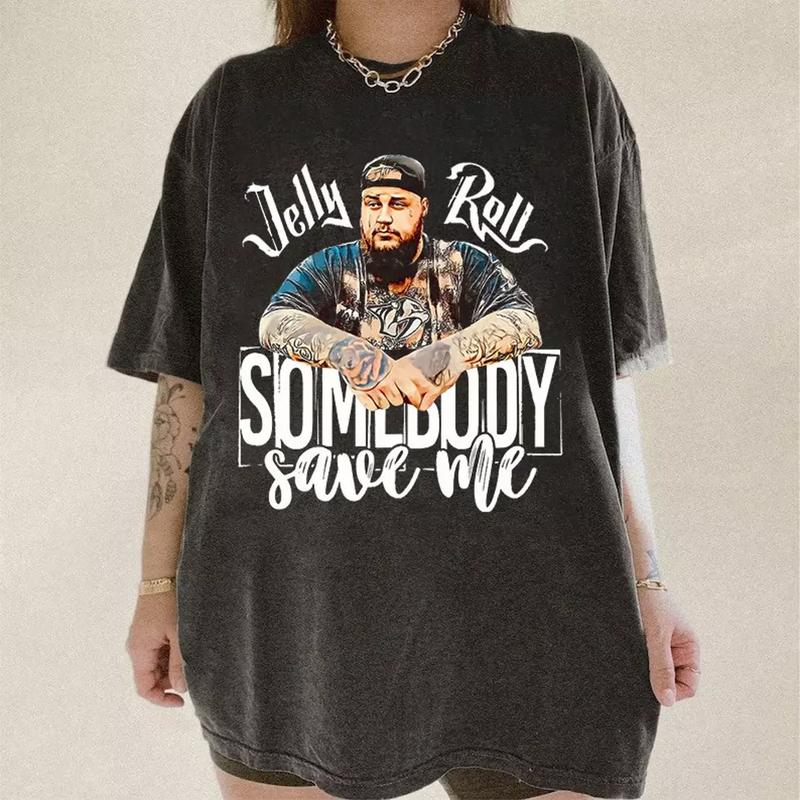 Jely Roll Shirt, Somebody Save Me T-shirt, Jelly 2024 Tour Shirt Top Womenswear