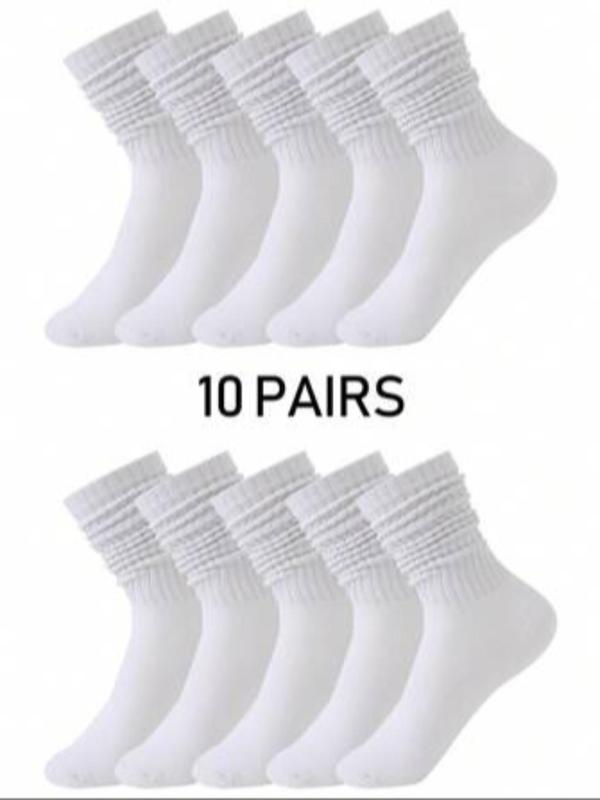 Women's Solid Crew Socks, Soft Comfy Breathable Pile Socks for Daily Wear, Multipack Knit Socks for All Seasons