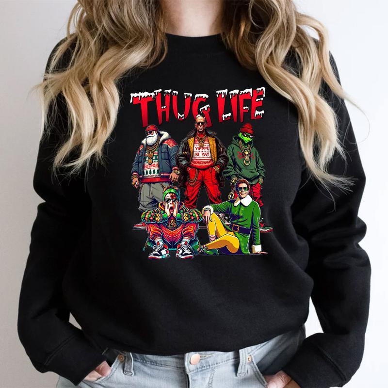 Graphic THUGLIFE Christmas Shirt, Christmas Movies Sweatshirt, Xmas Graphic Tee, Cute Christmas Gift Family Shirt