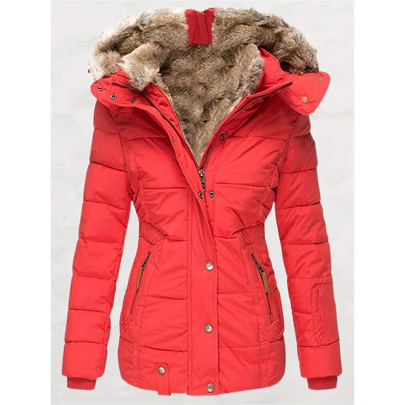 Womens Coats Winter Zipper Hooded Faux Fur Inside Down Jackets