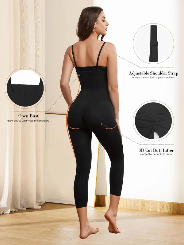 Women's Open Bust Adjustable Strap Shapewear Jumpsuit, Basic Tummy Control Hip Lifter Shaper, Thigh Slimmer Full Shaper, Ladies Shapewear for All Seasons