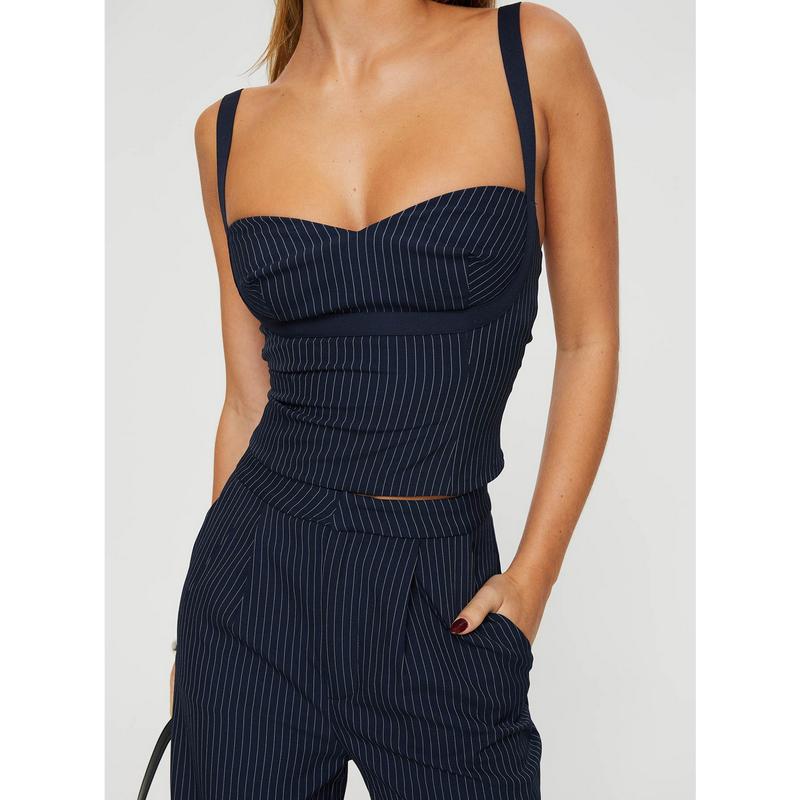 Briana Set Navy Pinstripe