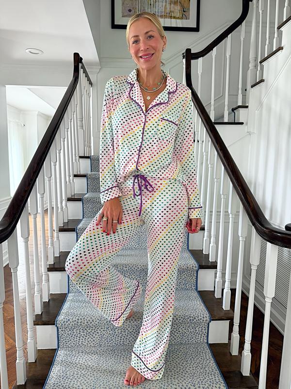 Rainbow Hearts Wide Leg Pajama Set