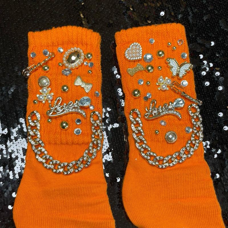 Trendy Slouch Socks with Bedazzled Design for Casual Everyday Wear Comfort Comfortable Womenswear