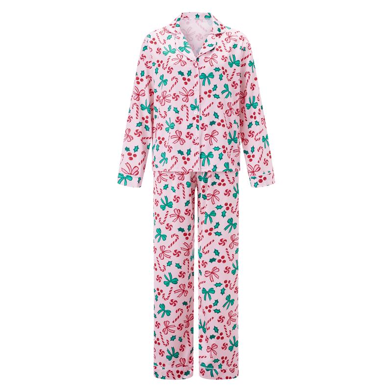 Mommy and Me Matching Christmas Pajamas Set Xmas Pjs Set 2 Piece Silk Sleepwear Jemmies for Women Girl