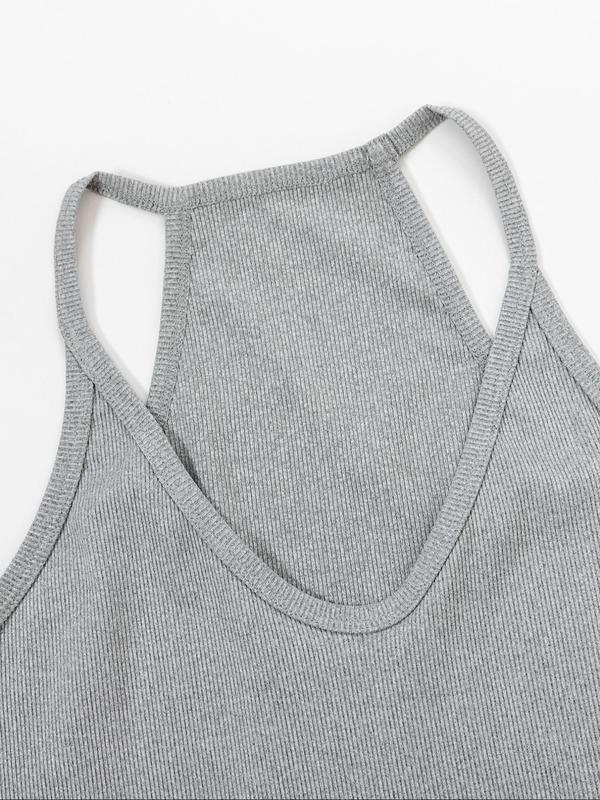 Women's Solid Color V Neck Ribbed Tank Top, Summer Clothes Women, Casual Basic Simple Sleeveless Top for Summer, Summer Tops, Ladies Clothes for Daily Wear