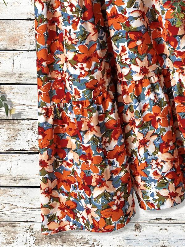  All Over Floral Print  Skirt, Elegant Fashion Casual Skirt for Daily Outdoor Wear, Women Clothing for All Seasons