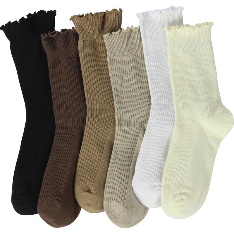 Women's Frill Trim Crew Socks, Casual Basic Mid-tube Socks, Everyday Wear, Women's Socks, for all seasons, Cozy winter socks