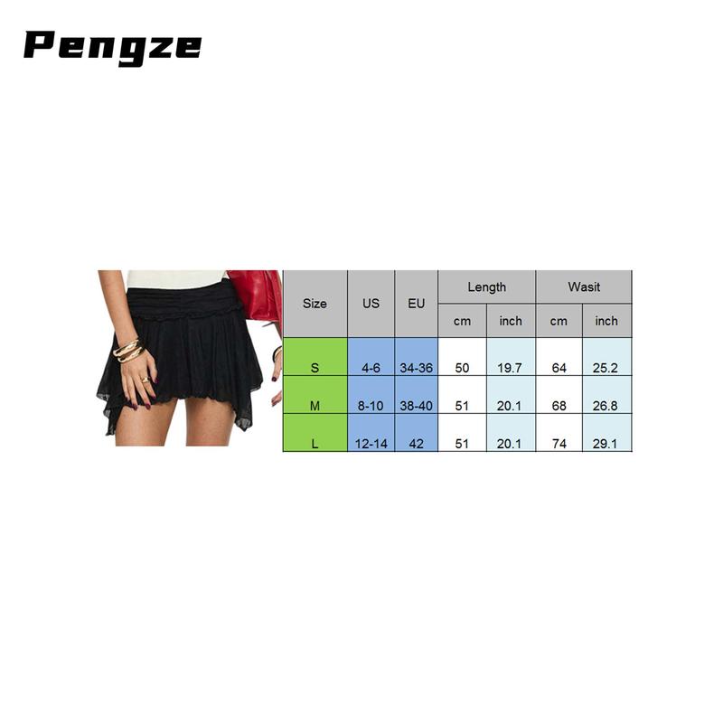 Women's Mini Skirts Lace Ruched High Waist Skirts Spring Summer Irregular Hem Casual Skirts