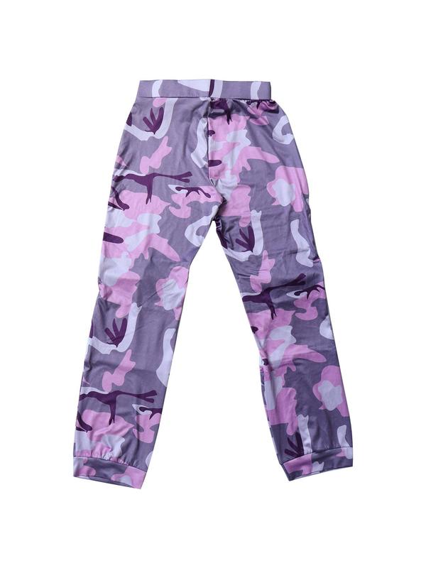 Women's Camo Print Fake Buttons High Waist Pants, Casual Adjustable Strap Trousers for Daily Wear, Fall Pants for Women, Ladies Bottoms for Fall, Fall Outfits, Fallfreshness Clothes, Comfy Pants, Downtown Girl Clothes