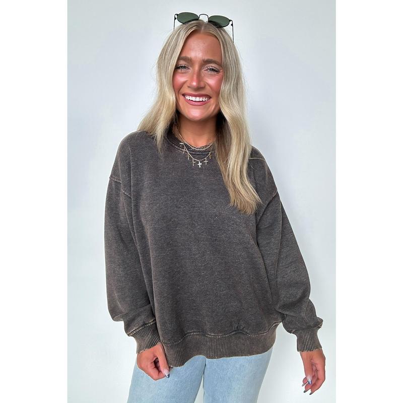 Cozy Vibes Acid Wash Oversized Pullover - BACK IN STOCK