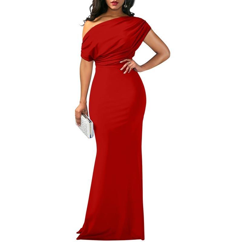 Women's Elegant Sleeveless Off Shoulder Bodycon Long Formal Party Evening Dress