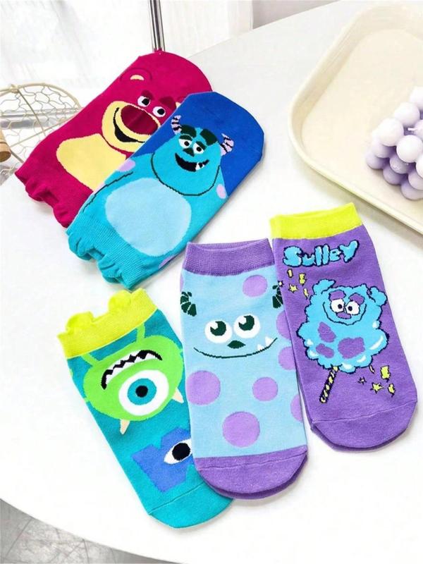 Random Cartoon Pattern Socks, Cute Comfy Breathable Socks for Men & Women, Couple Socks for Daily Wear