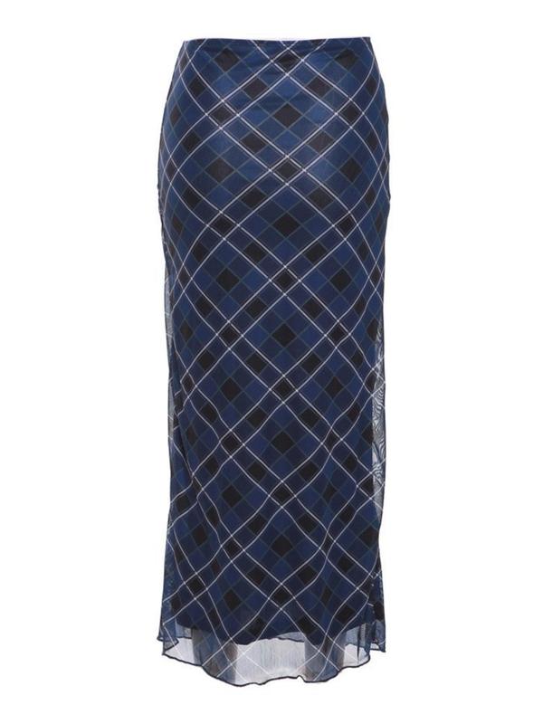 Women's Plaid Print Drawstring High Waist Bodycon Skirt, Casual Fashionable Skirt For Daily Wear, Ladies Spring & Fall Clothes