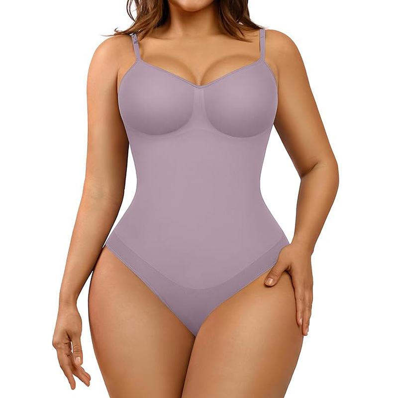 FeelinGirl Womenswear Seamless Covered Bust Jumpsuit Thong Bodysuit Fit Shapewear Comfort Breathable Hip Tops Soft