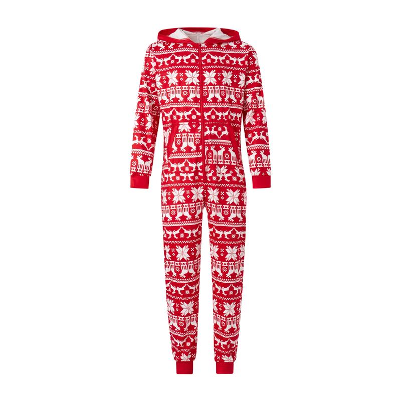 Family Matching Christmas Pajamas Onesies Snowflake Deer Print Long Sleeve Sleepwear Nightwear