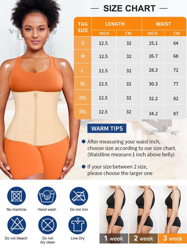 Women's Adjustable Hook & Eye Zipper Sauna Waist Trainer, Sweat-Enhancing Tummy Control Shaper, Waist Cincher for Women