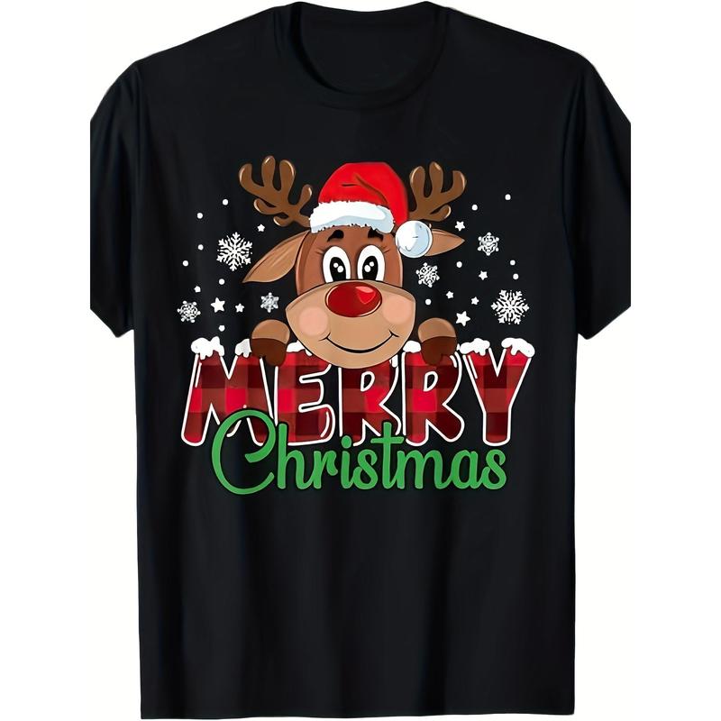 christmas2024 Merry Christmas Reindeer Plaid Christmas Family T-shirtgraphic tees