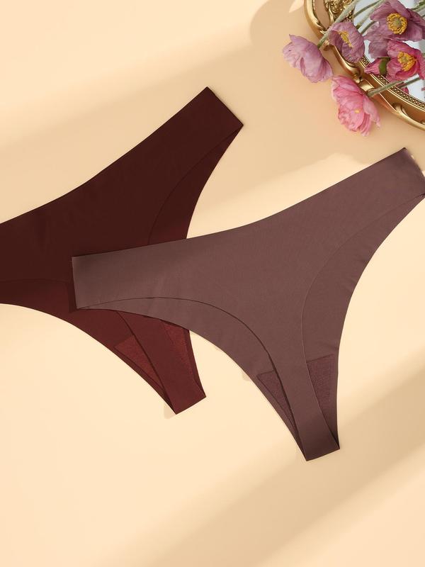  Solid Color Thong, Soft Comfy Breathable Panty for Daily Wear, Women's Underwear for All Seasons