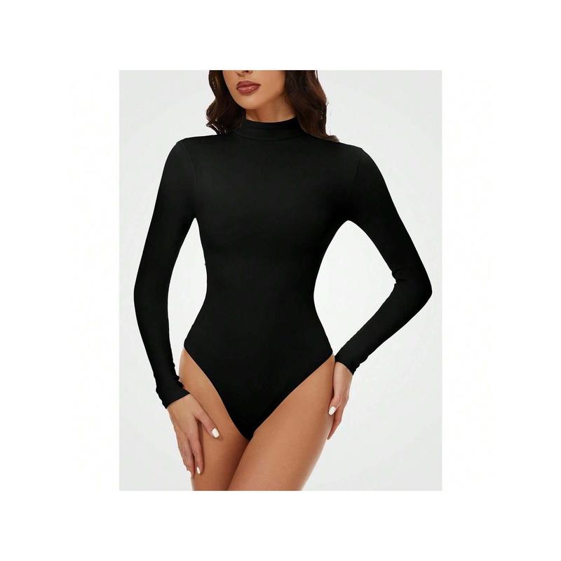 Long Sleeve Mock Turtle Neck Bodysuits: Women's Fashion Basic Leotards for Going Out