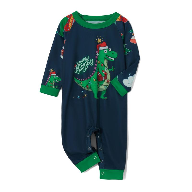 Family Matching Pajamas Christmas Pjs Dinosaur Print Nightwear Sleepwear Sets Long Sleeve Pjs