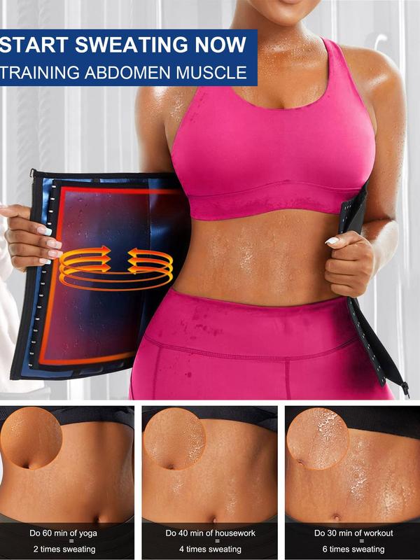 Women's Adjustable Hook & Eye Zipper Sauna Waist Trainer, Sweat-Enhancing Tummy Control Shaper, Waist Cincher for Women