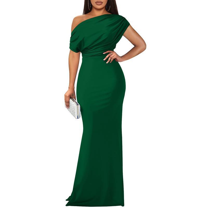 OYS Women's Elegant Sleeveless Off Shoulder Bodycon Long Formal Party Evening Dress Fabric Polyester