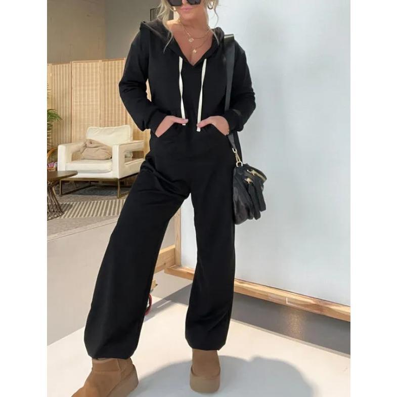 2024 Autumn and Winter New Women's Clothing Fashion All-Match Jumpsuit Casual Solid Color Hoodie Women