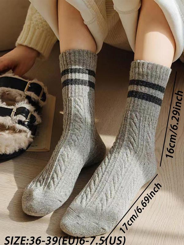 Women's Striped Print Crew Socks, Casual Comfy Breathable Mid-calf Socks for Daily Wear, Women's Socks for All Seasons