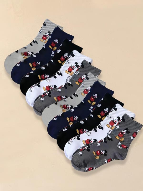 Women's Cartoon Print Crew Socks, Casual Comfortable Breathable Socks for Daily Wear, Women's Socks for All Seasons