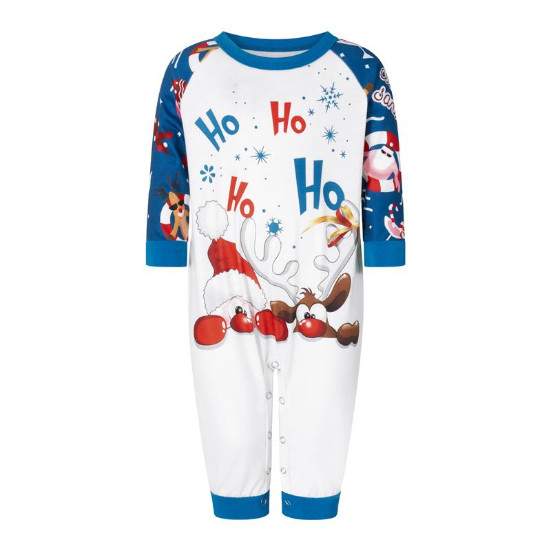 Christmas Family Pajamas Matching Set, Santa Claus Deer Print Long Sleeve T-shirt with Pants Sleepwear Loungewear Crewneck Womenswear