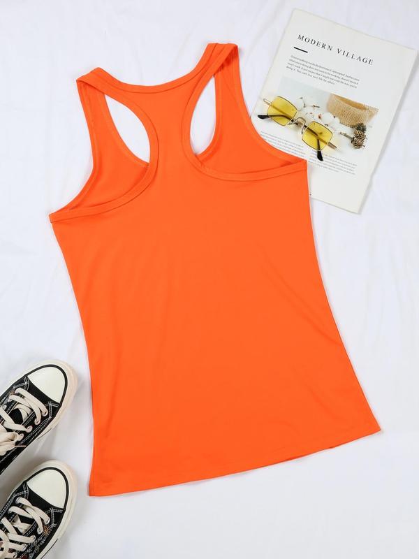 Women's Letter Print Scoop Neck Tank Top, Casual Sleeveless Top for Summer, Ladies Clothes for Daily Wear