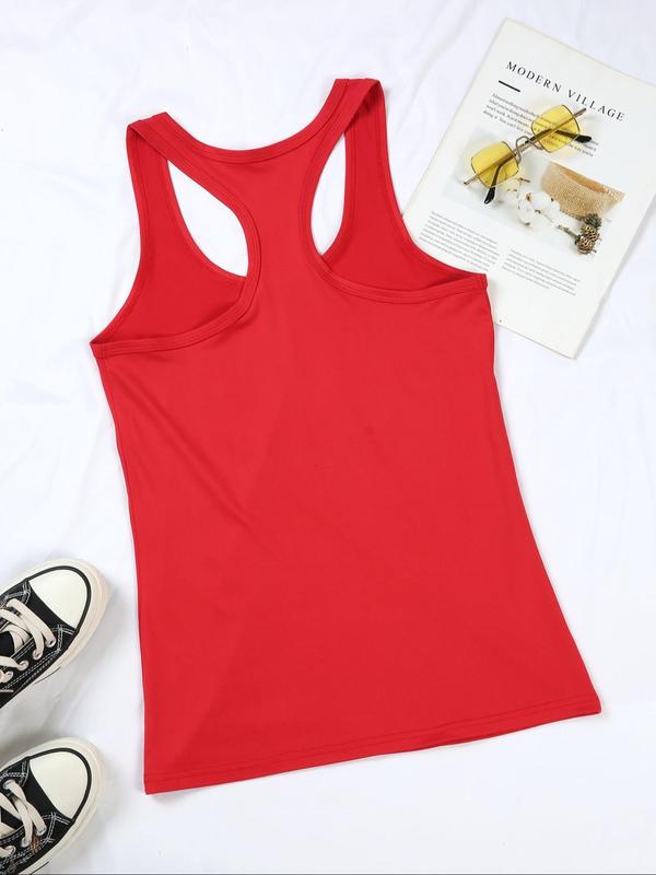 Women's Letter Print Scoop Neck Tank Top, Casual Sleeveless Top for Summer, Ladies Clothes for Daily Wear