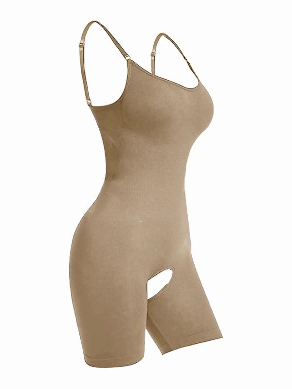 Women's Solid Adjustable Strap Shapewear Bodysuit, High Stretch Tummy Control Shaper, Ladies Shapewear for All Seasons